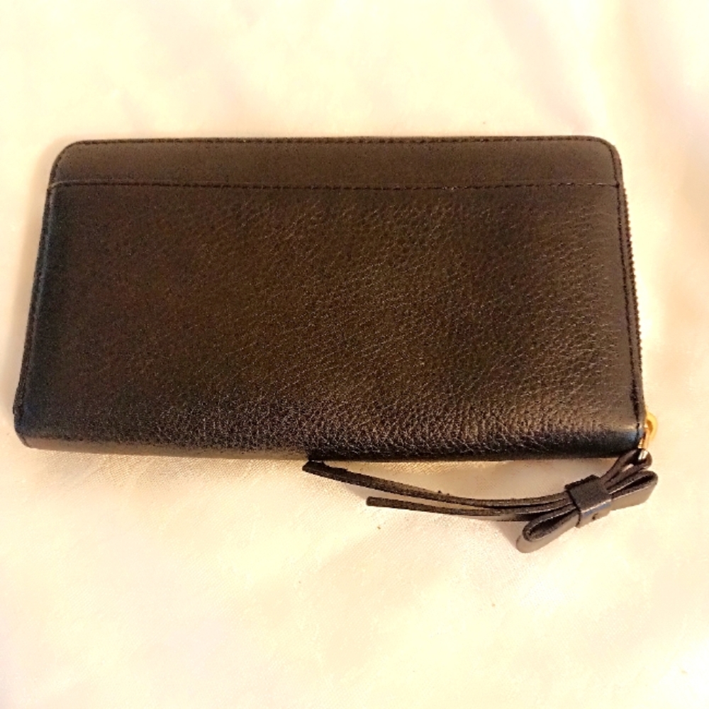Kate spade black pebbled leather zip around clutch wallet - Picture 3 of 7